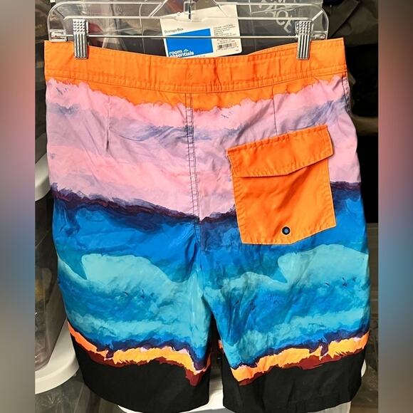 Swim Trunks Board Shorts Cat & Jack Sz XL 16 Boys Husky Orange Blue - Picture 3 of 9